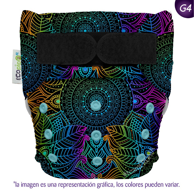 Pañal G4 estampado Ecopipo. Velcro. Mandalas.