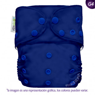 Pañal G4 liso Ecopipo. Broches. Azul Noche.