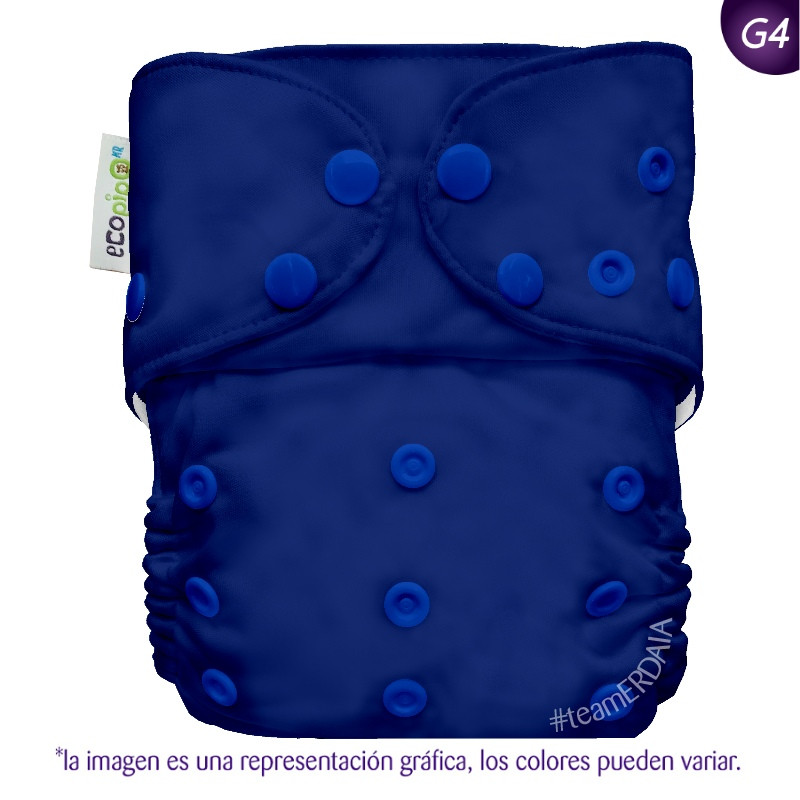 Pañal G4 liso Ecopipo. Broches. Azul Noche.