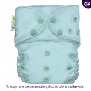 Pañal G4 liso Ecopipo. Broches. Turquesa.
