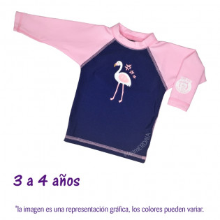 Playera natación 3 a 4 años Flamingo. XG. Ecopipo.