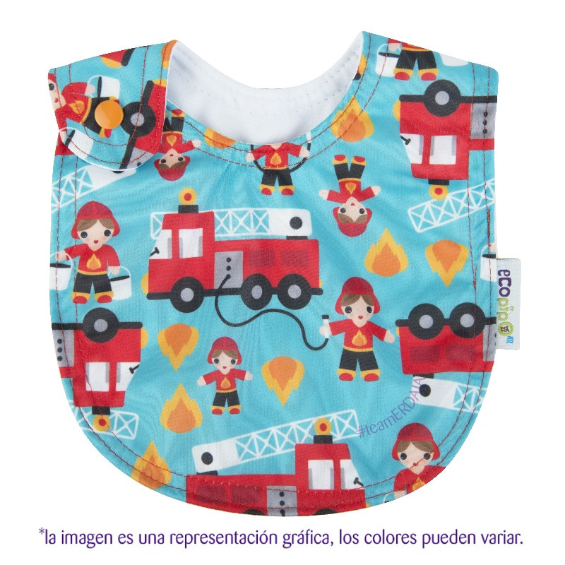 Babero pul estampado Ecopipo. Bomberos.