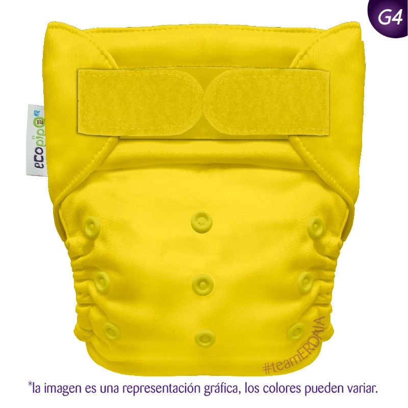 Pañal G4 liso Ecopipo. Velcro. Amarillo.