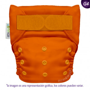 Pañal G4 liso Ecopipo. Velcro. Naranja.