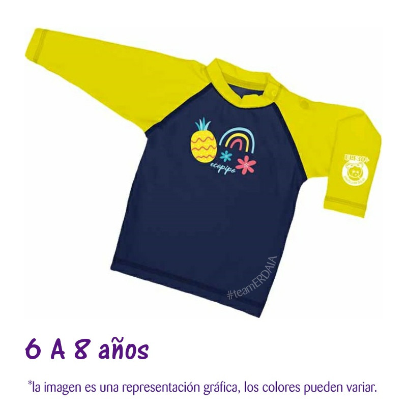 Playera natación 6 a 8 años Verano. XXXG. Ecopipo.