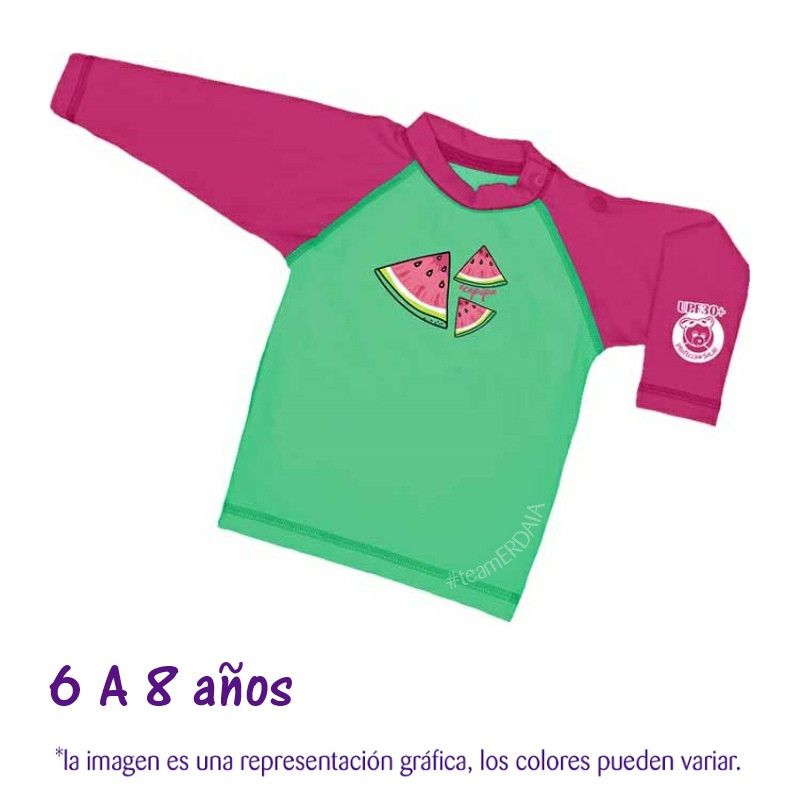Playera natación 6 a 8 años Sandías. XXXG. Ecopipo.