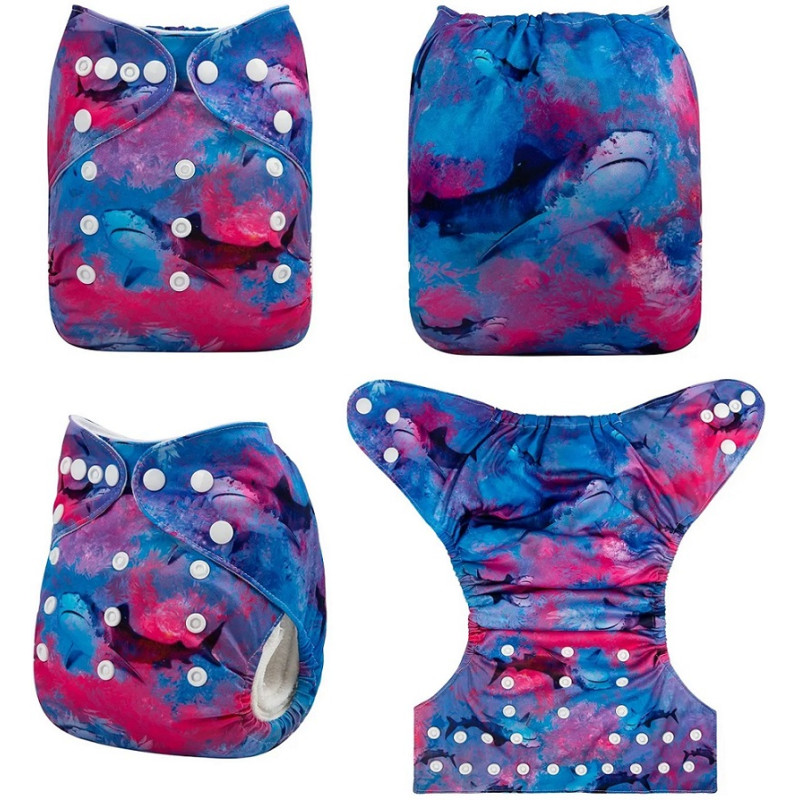 Pañal Alva Baby. Posición digital. YDP021 Tiburón (azul y rosa)