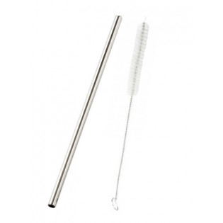 Popote de acero recto 1pz con cepillo