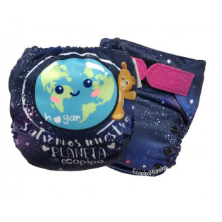 Pañal unitalla estampado Ecopipo. Salvemos Nuestro Planeta. Bugambilia.